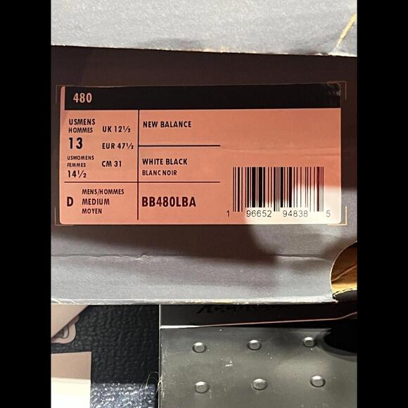 New Balance 480 Black/White 'Panda' Size 13 - Picture 2 of 9